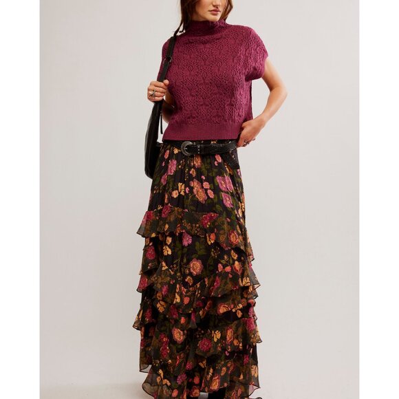 Free People Lolita Floral Maxi Skirt Size S - Picture 1 of 11
